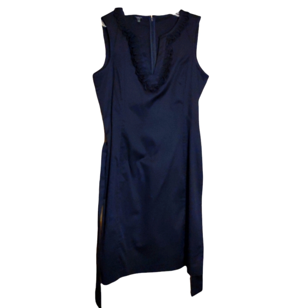 Talbots black ruffle front tie sleeveless dress